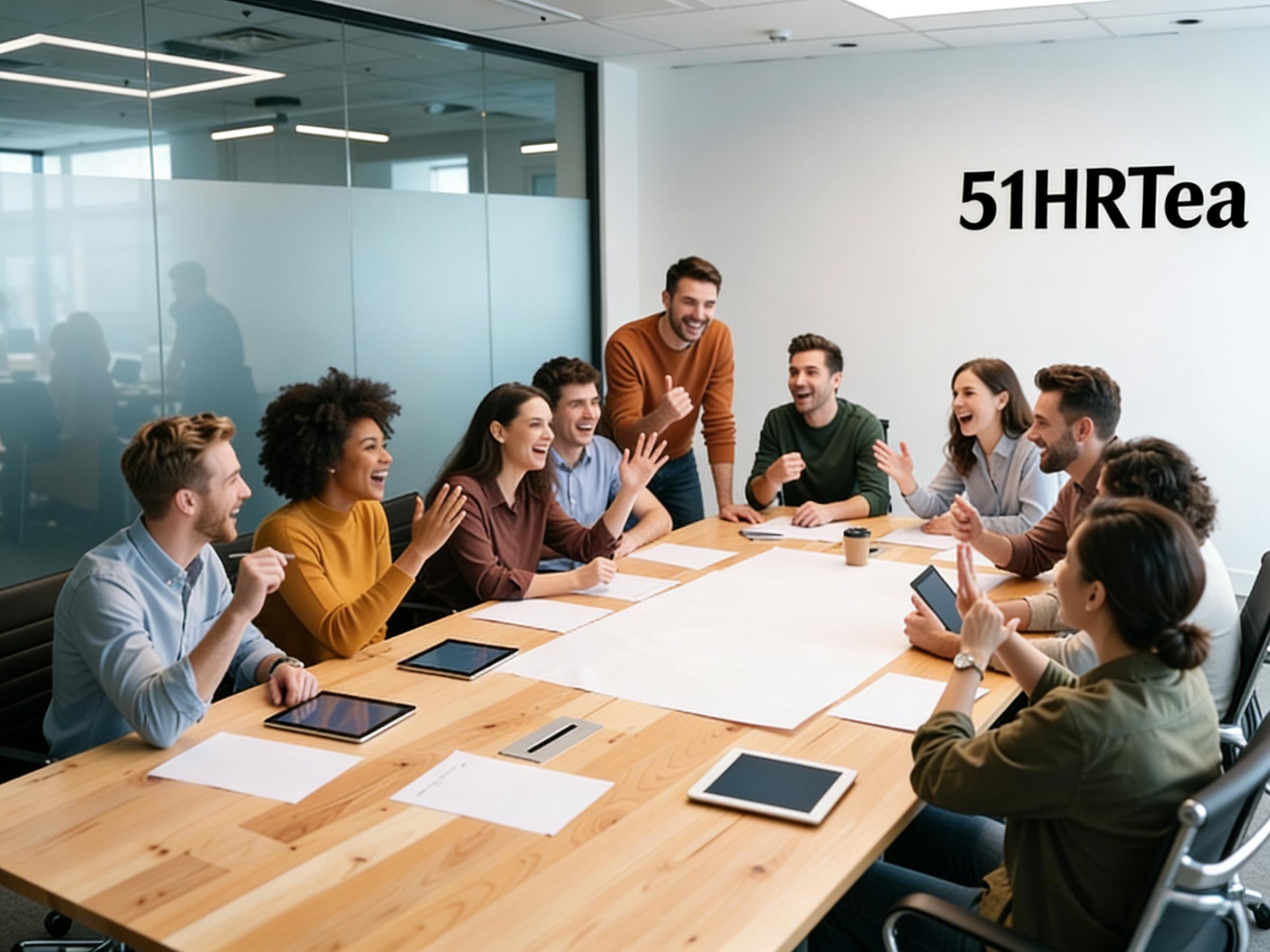 社区成员聚会场景，多位不同年龄和性别的商务人士在会议室中交流，友好互动氛围